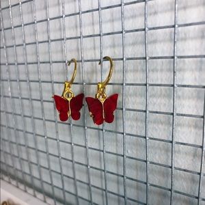 Burgundy butterfly earrings